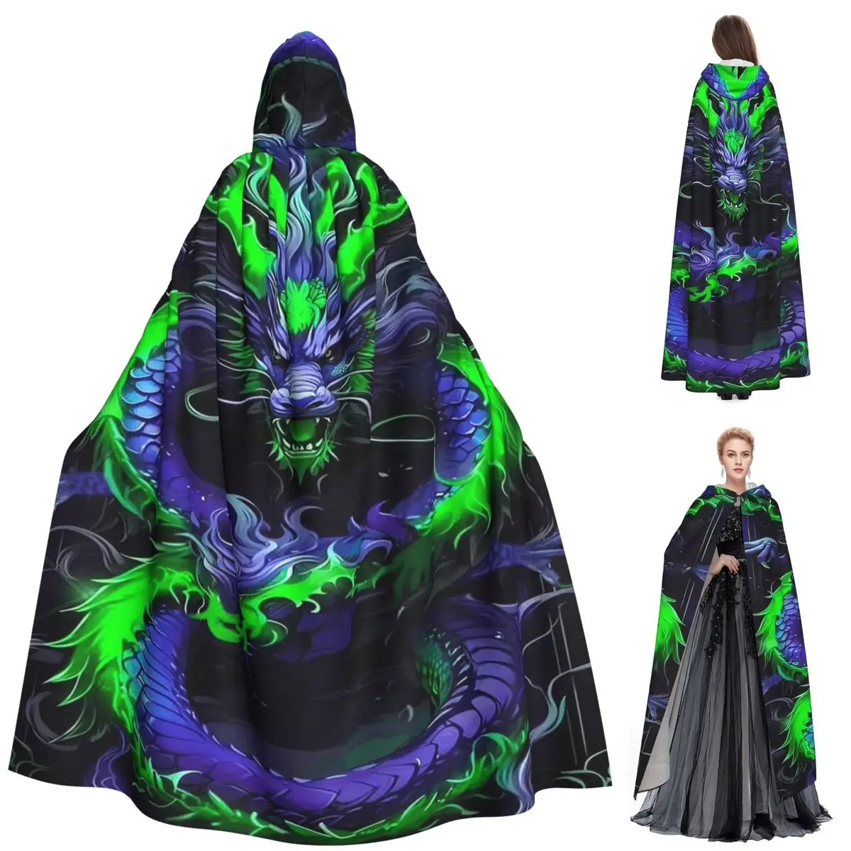 Длинный плащ с капюшоном в стиле племени Дракона, средневековый костюм ведьмы, накидка для косплея, пальто на Хэллоуин для взрослых, унисекс