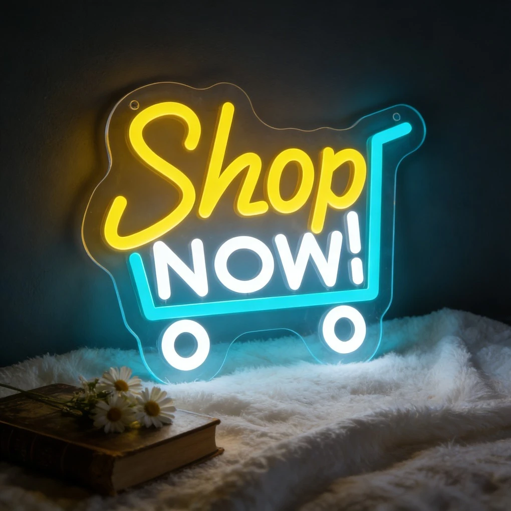 

Неоновая LED-вывеска «Корзина для покупок» с USB-питанием и регулировкой яркости для витрин магазинов, бутиков, рекламных акций и открытия бизнеса