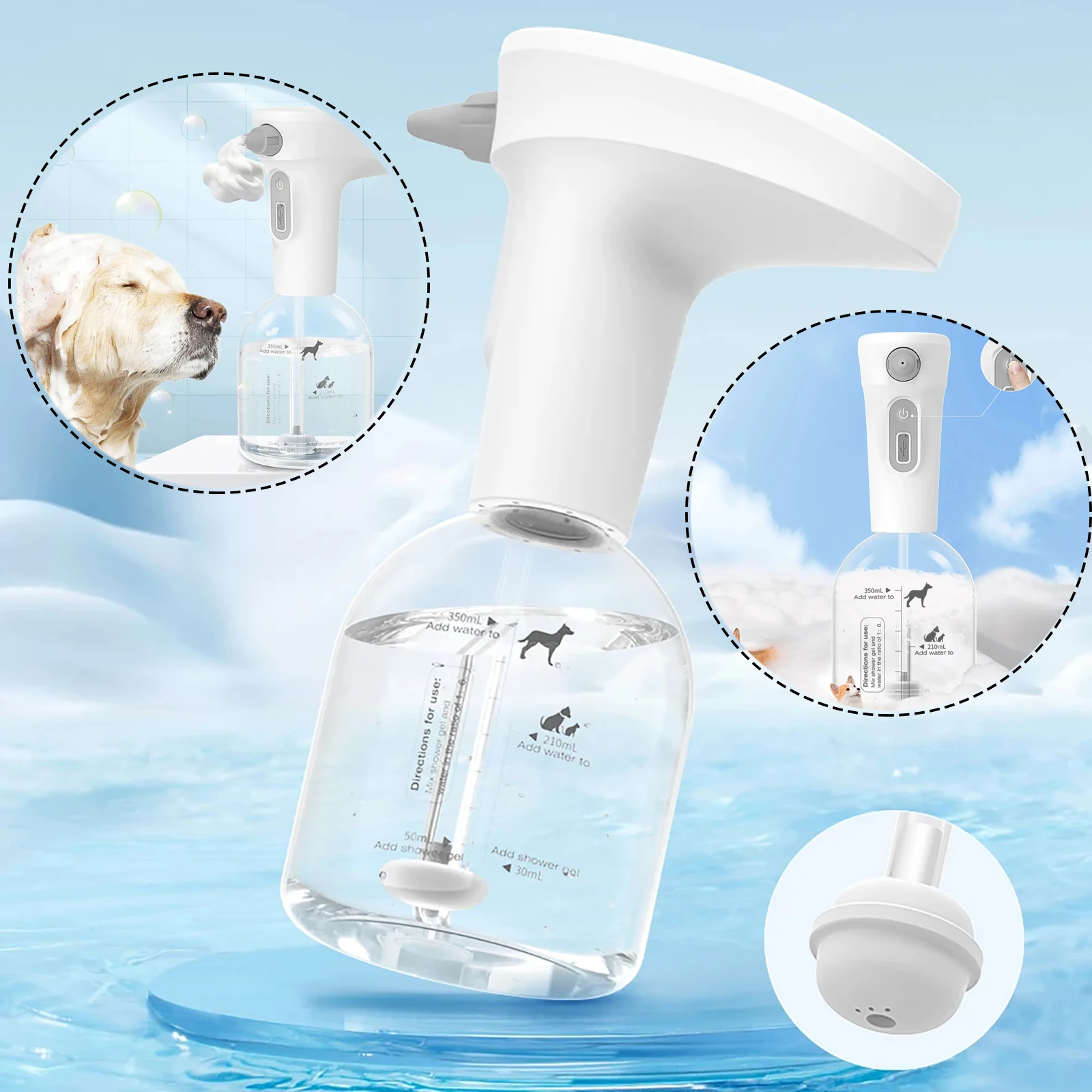 

Automatic Pet Soap Dispenser USB Charging Smart Cat Foaming Machine Dog Cleaning Bath Shampoo Foam Sprayer Pet Supply