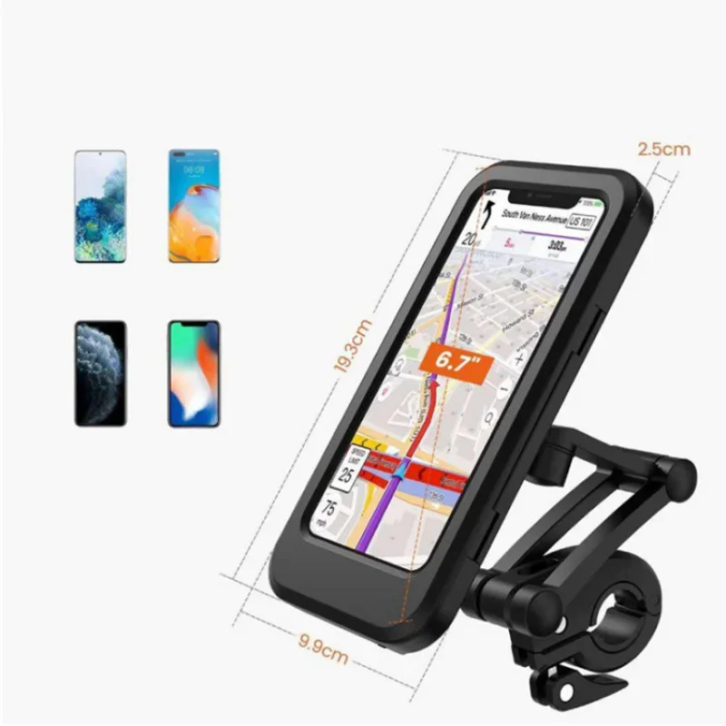 360° Rotatable Adjustable Waterproof Cell Phone Holder Universal Mount Fit Motorcycle Bicycle Shock Resistant Navigation Bracket