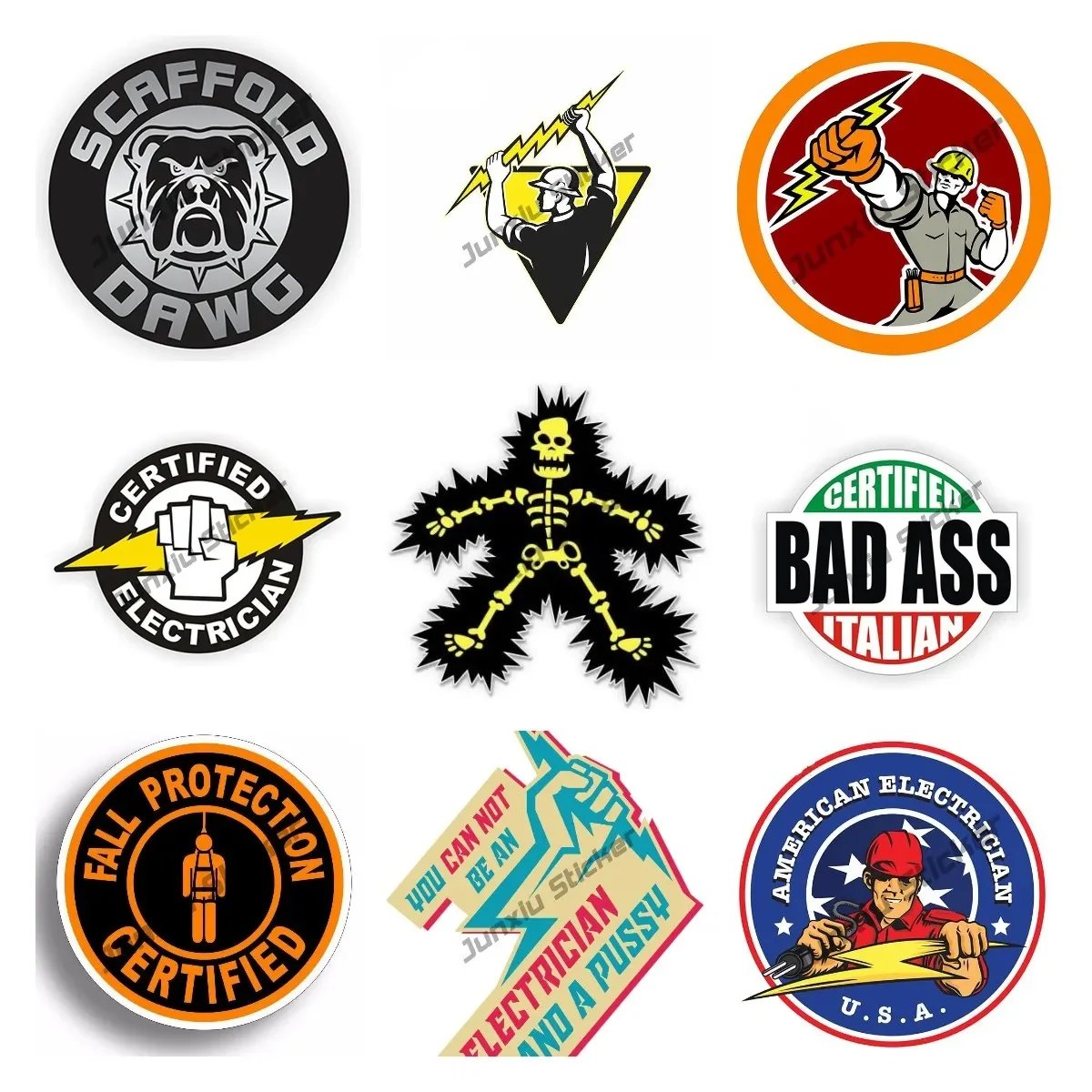 

Creative Stickers Hard Hat Helmet ToolBox Safety warning Sticker Vinyl Decal Funny Electric Car Sticker High Voltage Car Decal