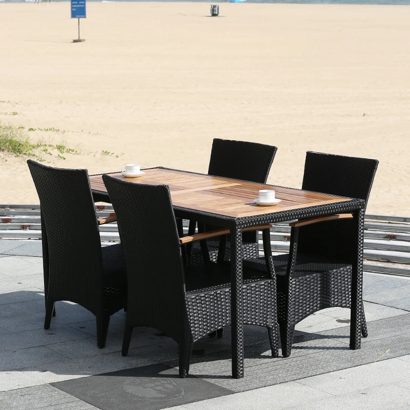 Rectangle restaurant dining outdoor table and chair set