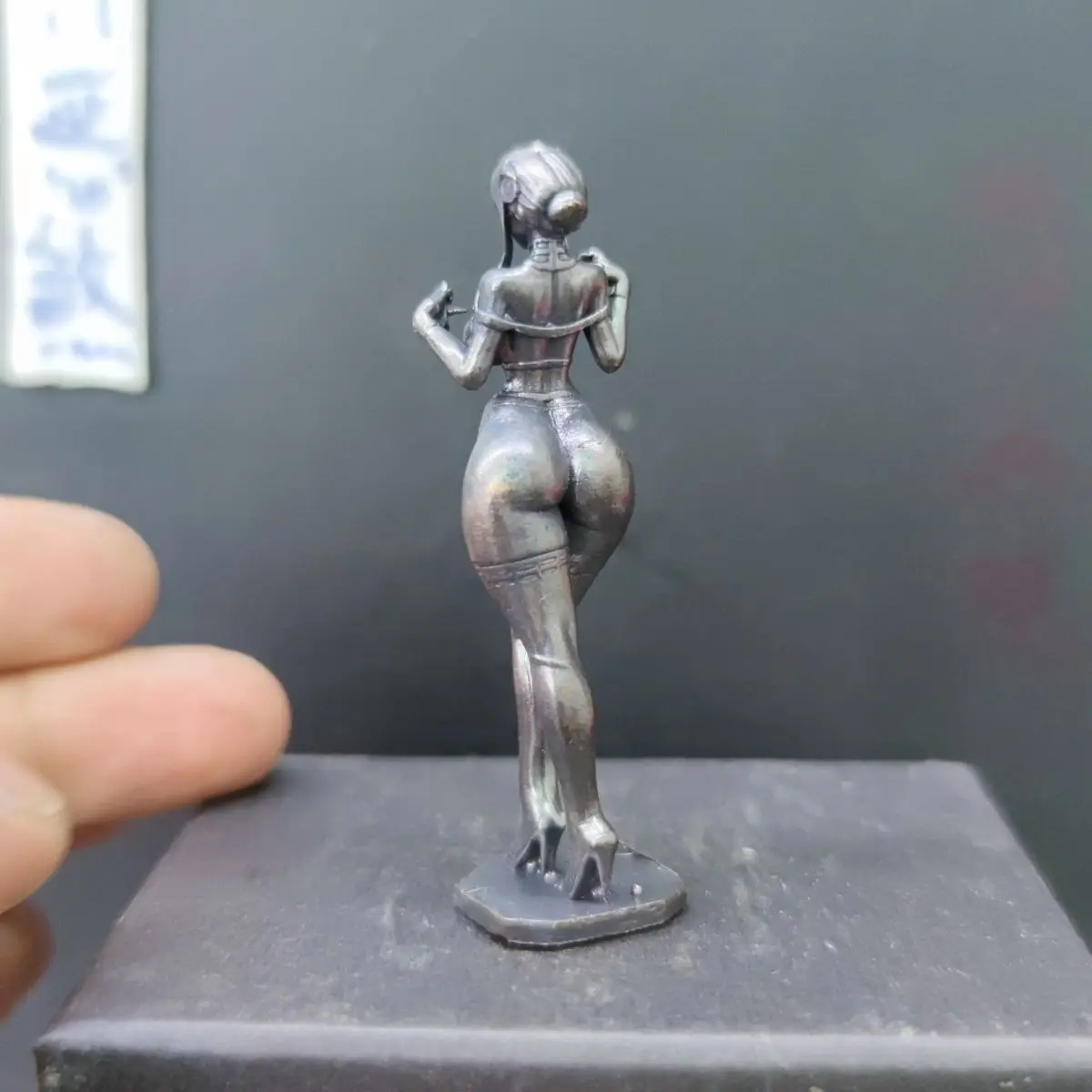 Antique Brass Tactical Bunny Girl Statue- Anime Figure for Desk decor Handmade Collectible Desk Art