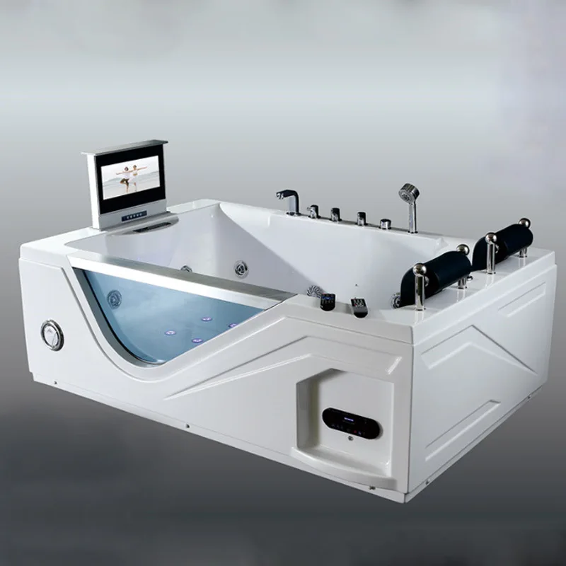 أكريليك مزدوج مستطيل مع فقاعة حمام سبا للتدليك الزجاجي المقاوم للماء