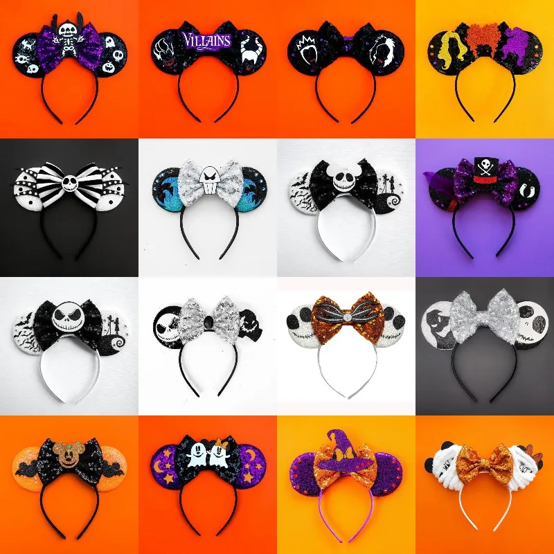 Disney Mickey Mouse Ears Headbands Halloween Ghost Bat Headband for Girls Kids Witch Cosplay Hairbands Women Hair Accessories