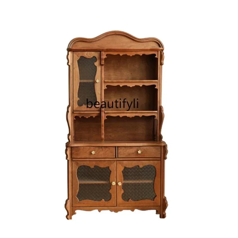 

zq1Medieval, Vintage Cherry Wood Side Cabinet Restaurant Kitchen Storage Cabinet Tea Cabinet