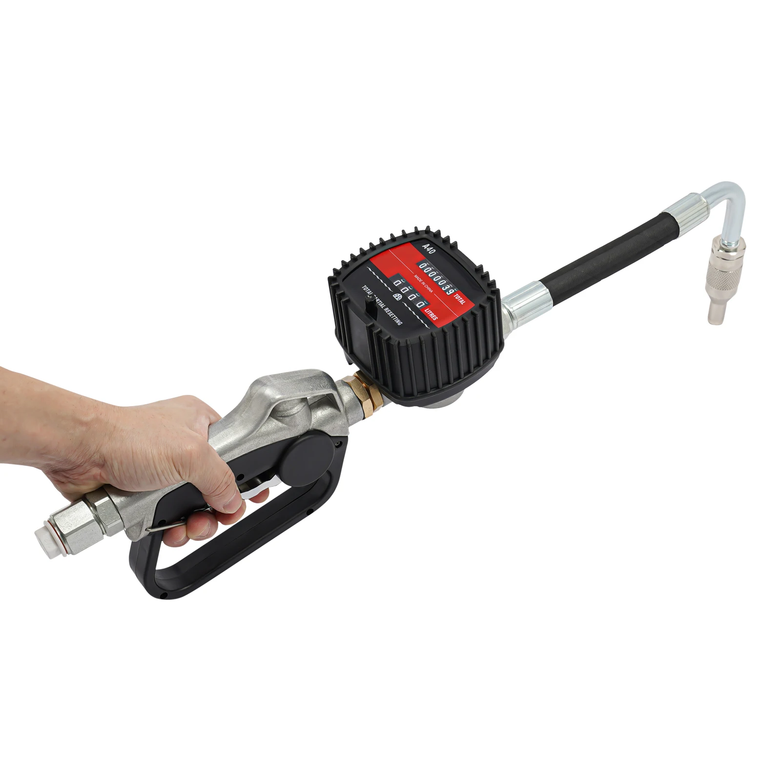 Oil Control Valve Meter Nozzle, Aluminum Alloy Manual Oil Gun With 1-30L/min Flow & ±0.3% Accuracy, Lubricant Dispensing Nozzle for Engine Gear Oil, 1/2" Inlet