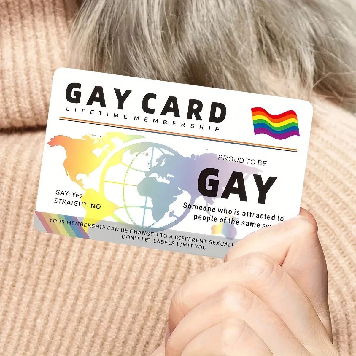 1 قطعة بطاقة عضوية LGBTQ + Pride مدى الحياة - بطاقة عضوية على طراز بطاقة هوية المثليين PVC غير لاصقة، LGBTQ + فردية وحليف souv