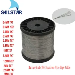 MG01 316 Marine Grade Stainless Steel Flexible Soft Wire Rope Cable Ocean Salty Water Fishing Line 0.3-3mm Diameter