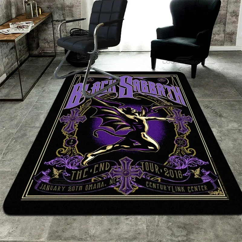 Cloakroom and Bedroom Floor Pad B-Black-Sabbath Patterns Decorative Carpet Can Customize Rug Living Room Cushion Door Pad