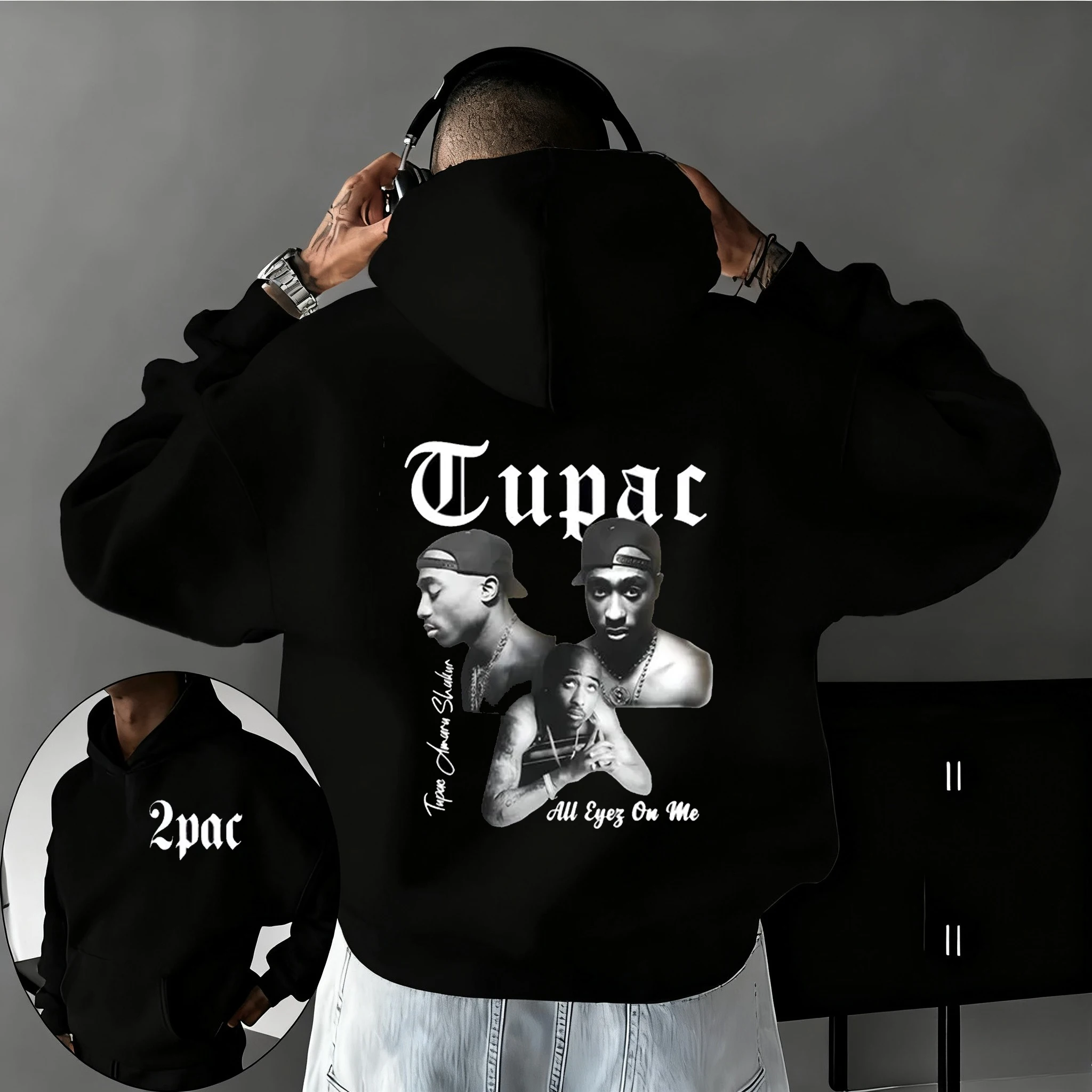 سويت شيرت رجالي_نسائي بطبعة مغني الراب الهيب هوب، هوديي خريفي للرجال، هوديي بطبعة مغنية #1