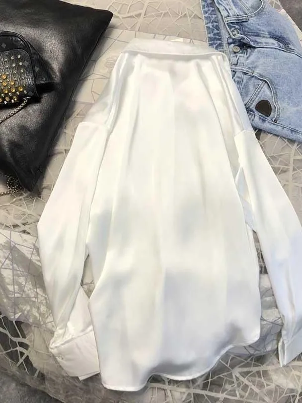 

Women's Long Sve irt Draped Lapel Street Sle Slim Fit Polyester Fabric Casual Spor Faionable Pure Color Button up