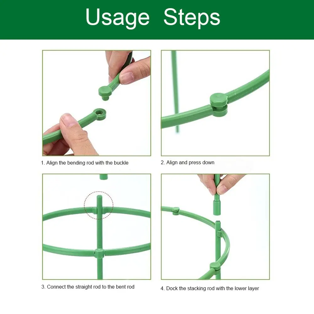 3 Set Durable Green Plant Support Pile Half Round Removable Bonsai Fixing Rod Easy to Use Flower Ring Support Rack