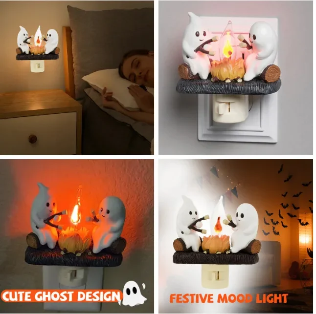 New Ghost Campfire Flickering Nightlight Halloween Ghost Lights Ornament For Halloween Decoration Party