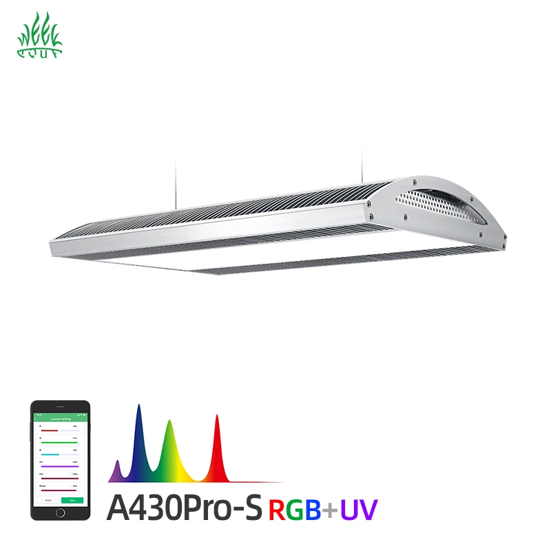 

Coofull LED A430Pro Silver Led Aquarium Light for Freshwater Aquarium APP Control ADA Style RGB Led Aquarium Light