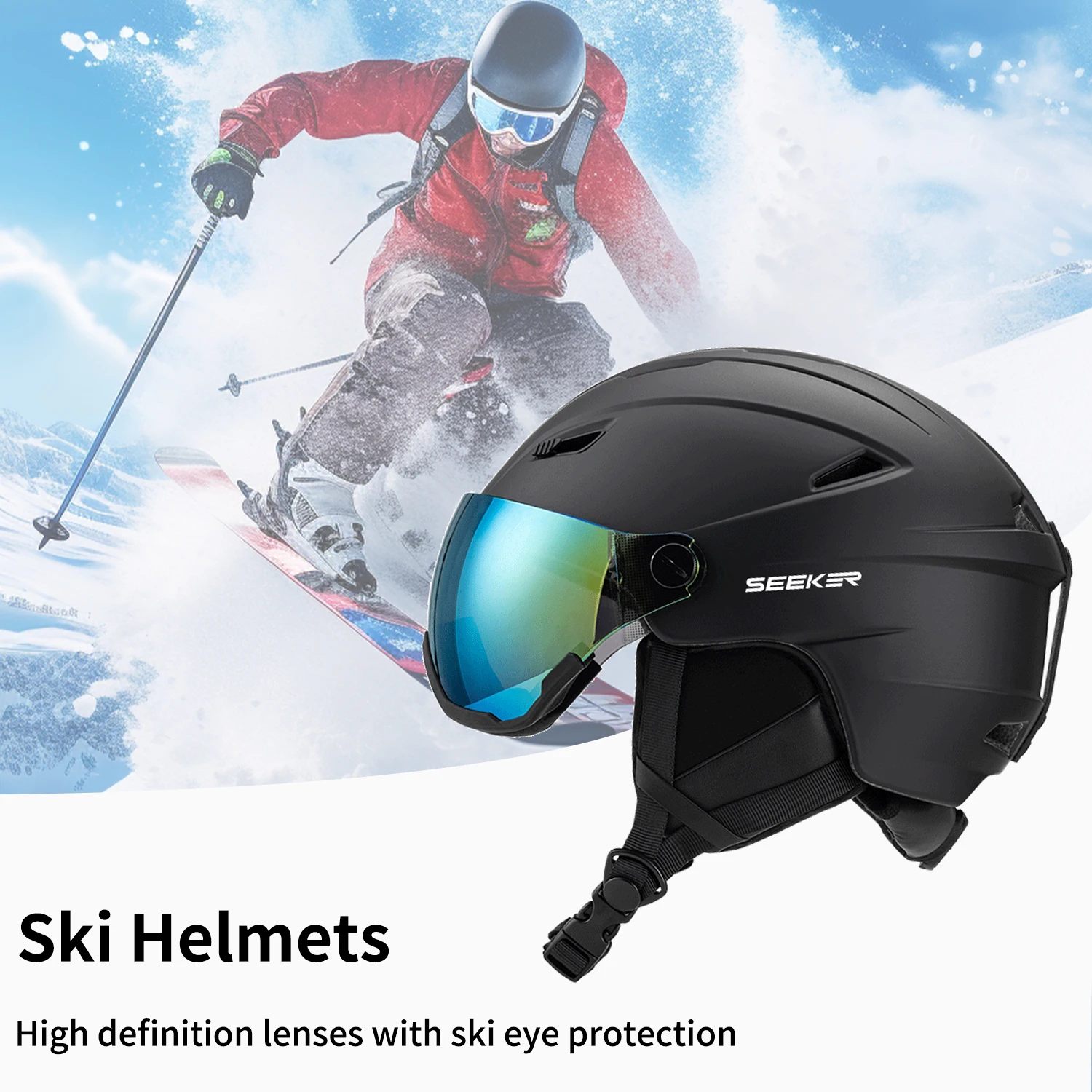 หมวกกันน็อคสกี UMUSEEKER สำหรั - Ski Helmet With Integrated Visor บทวิจารณ์และราคา