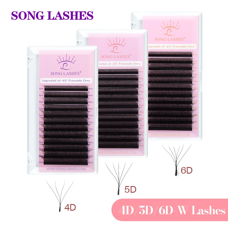 Songlashes 4D/5D/6D W Shape Eyelash Extensions Clusters Premade Volume Fans Soft Natural Lashes Easy Faning EyeLashes