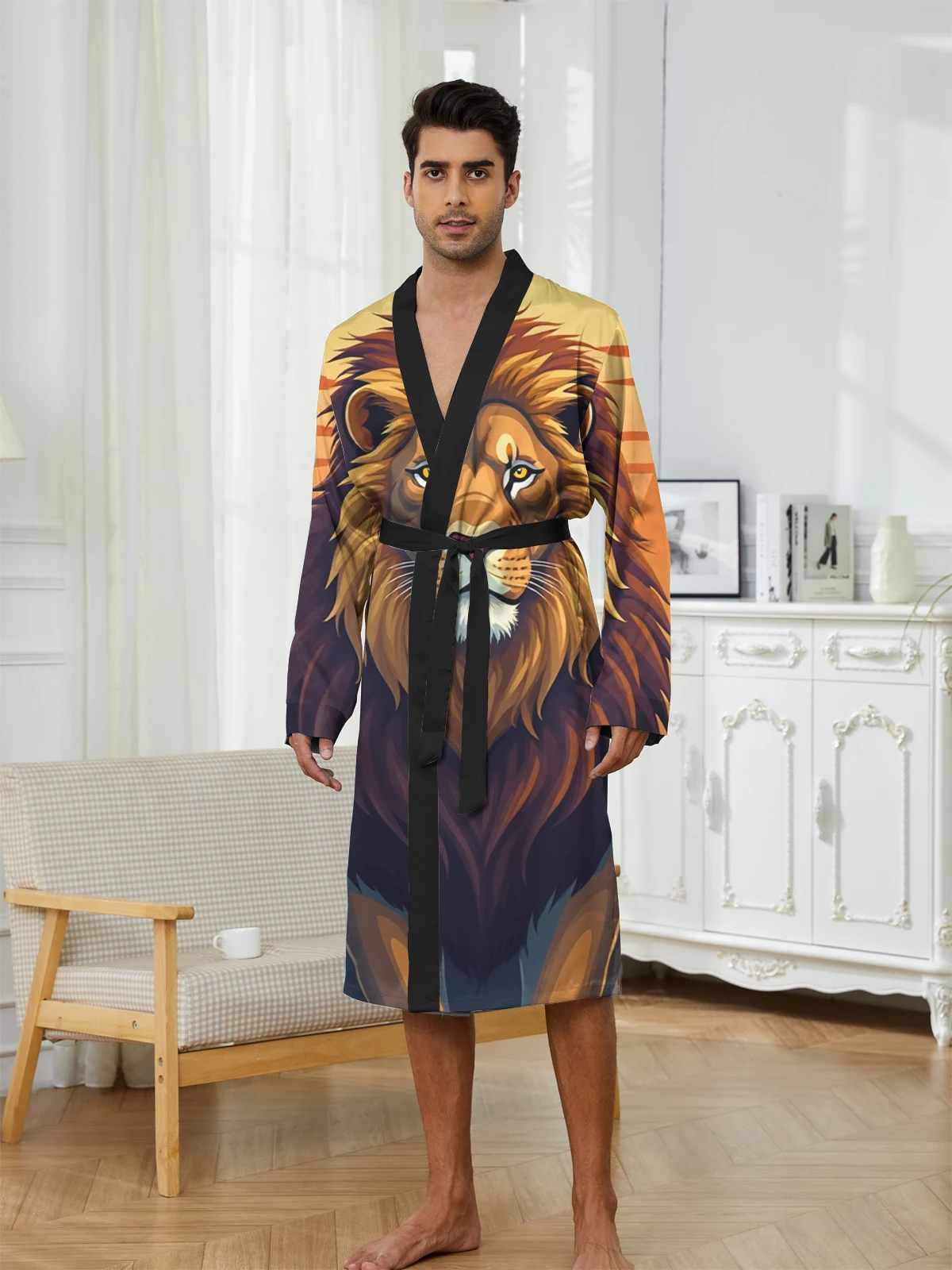 1pcs Men's Robes 2026 Spring/Summer 3D Printed bath robe Sleepwear Bathrobe Graphic Breathable Bathrobe men sleepwear