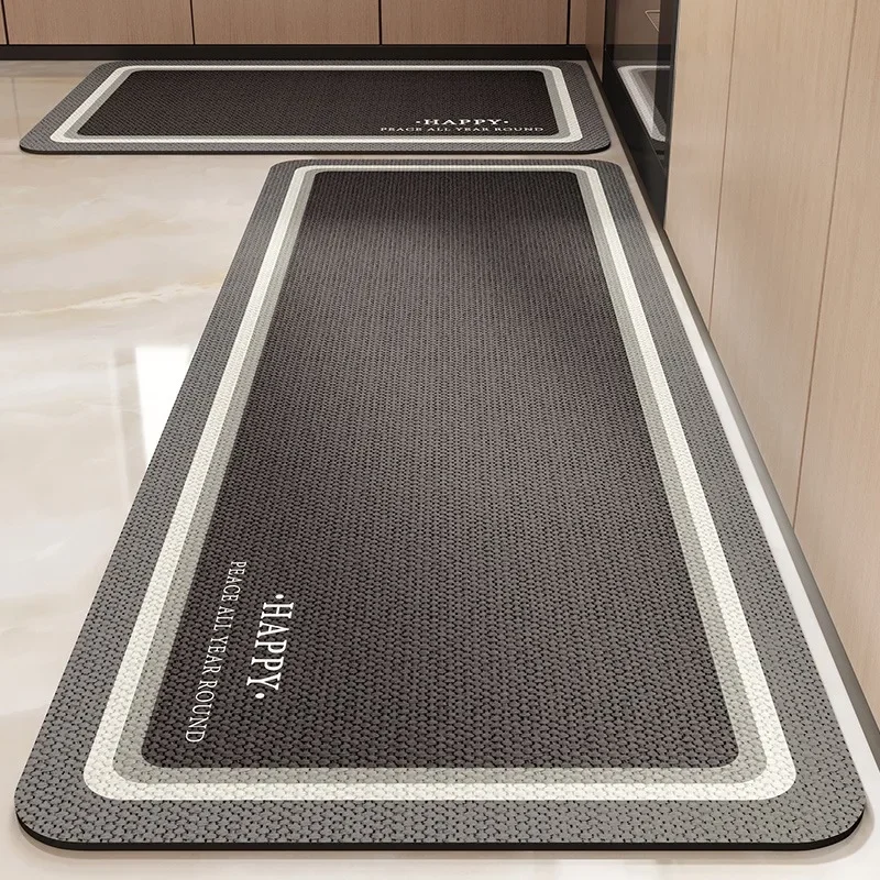 

Kitchen Floor Mat Long Strip Absorbent Quick-drying Oil-absorbing Carpet Diatom Mud Non-slip Mats Striped Style Decorative Rug