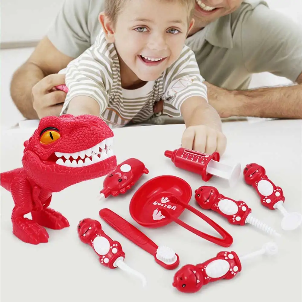 10pcs/sets Children Early Education Toys Doctors Role Play Learning Dentist Play Role Play Dinosaur Brushing Tooth Teaching Aids