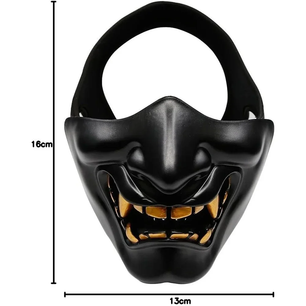 Maski na Halloween Pół-Oni Cosplay Dekoracja Samuraj Męski Pokój Impreza Kostium Twarz Japońska Maskarada Maska z Żywicy Rekwizyty Prezenty Akcesoria