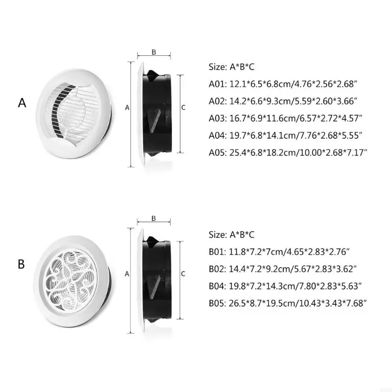 E06B Évent à air réglable COUVERTURE ÉCHEUR ÉCHEUR ROUND PLATIF COVER VENTIFICATION AIR détachable Easy to Nettow