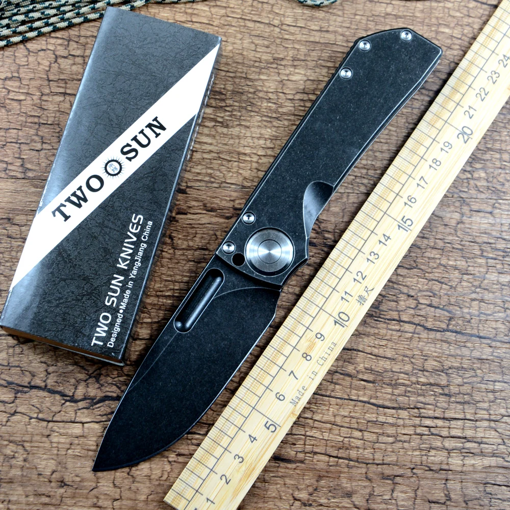 

TWOSUN TS346 Folding Knife D2 Blade Copper Washer Titanium Handle Outdoor Tactical Hunting Tools