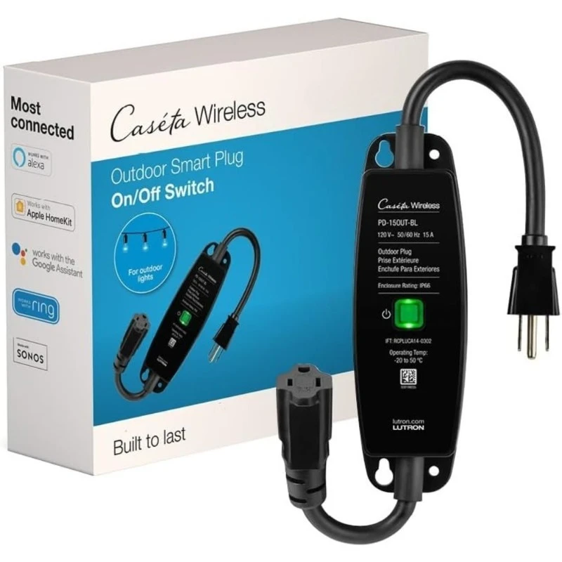 

Smart Outdoor Plug for Caseta Lighting Control Summer Patio Backyard Lights LED Fixtures Motors