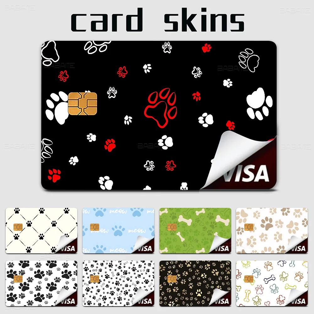 Dog Paw Prints Credit Card Skin Stickers for VISA Bank Card Transportation Card Waterproof Sticker Anti-scratch Women Gift