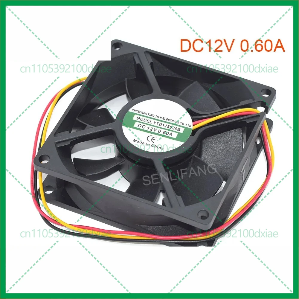 2 stks YTD128025B 8 CM Vierkante Koelventilator Nieuwe DC12V 0.60A 3 Lijnen Koeler