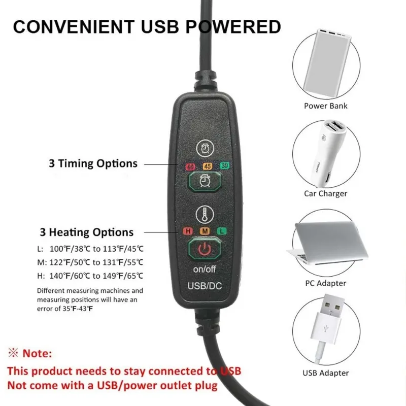 Almohadilla térmica para el cuello, masajeador de hombros con calefacción, alivio del dolor Cervical, alivia la fatiga eléctrica, USB, masajeador para el cuidado de la salud