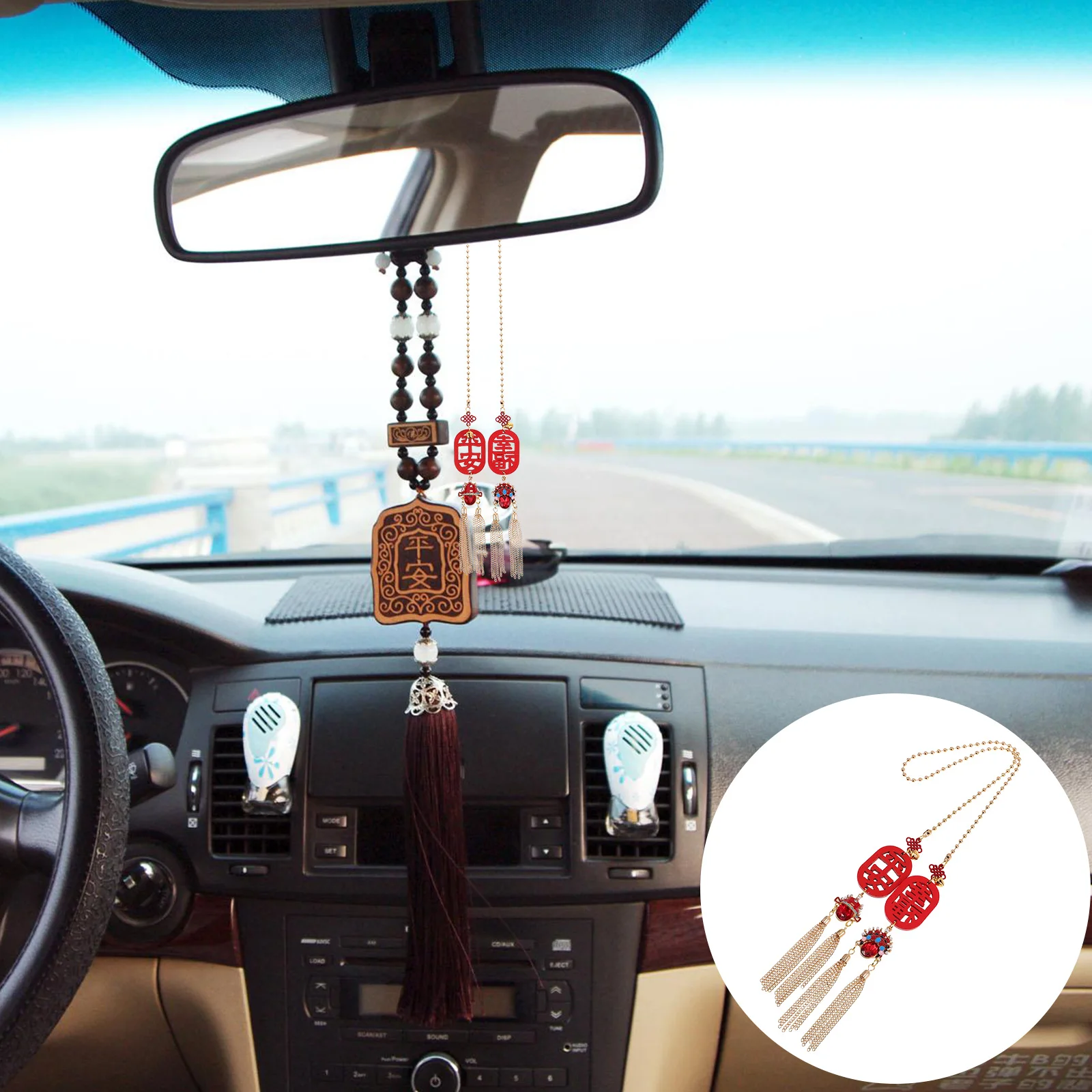

1Pc Car Accessories Rearview Mirror Charm Crystal Chinese Pendant Decor Hanging nament Vehicle Teen Luck car pendant car