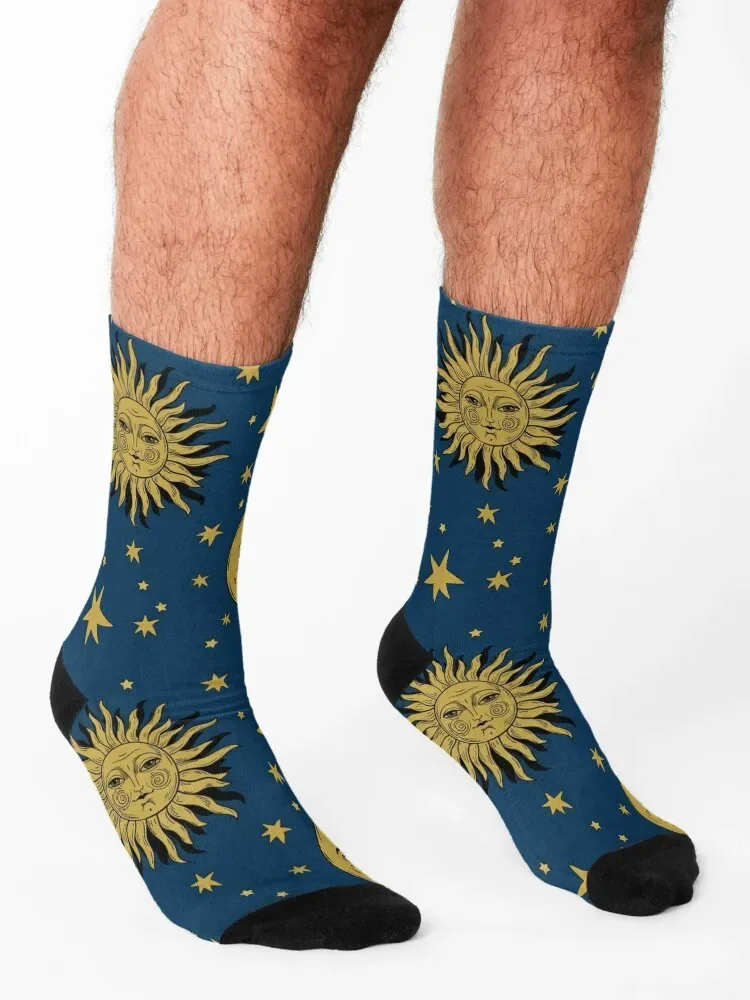 90s Whimsi-goth Celestial Sun And Moon Pattern Socks Sports with print cool Lots Socks Woman Men's