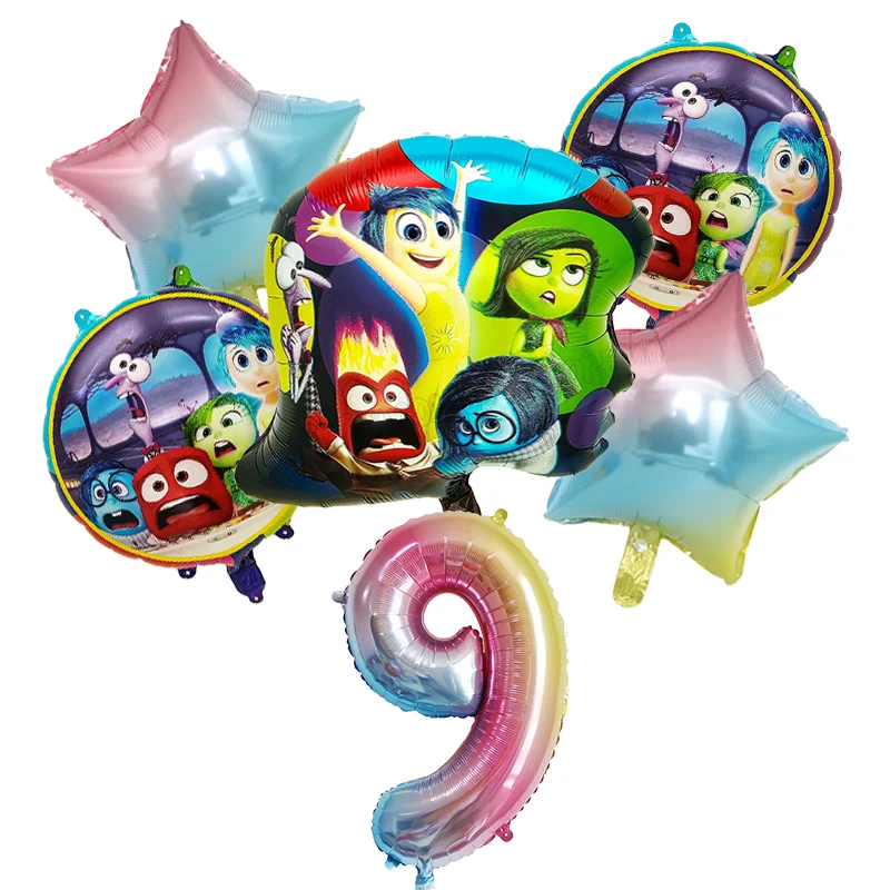 Inside Out Numbers Ballons Joy Anger Figure Birthday Balloons Party Decoration Baby Shower Ornaments Anime Room Decor Kids Gifts