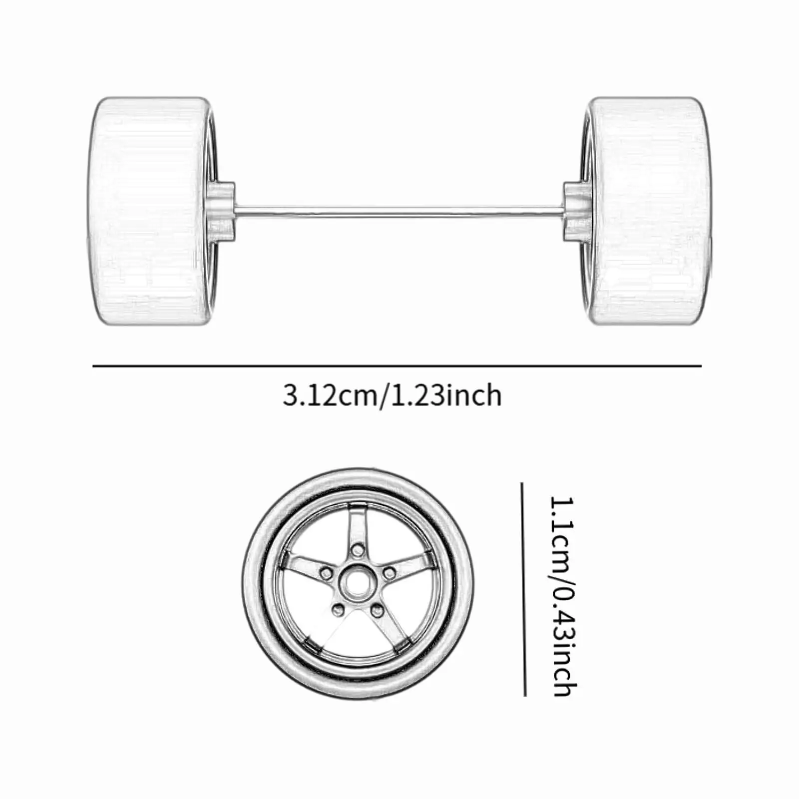 

2 Pieces RC Wheels and Tires 1/64 Scale DIY Craft Professional Sturdy Simulation with Car Wheels Axles RC Part for Car Models