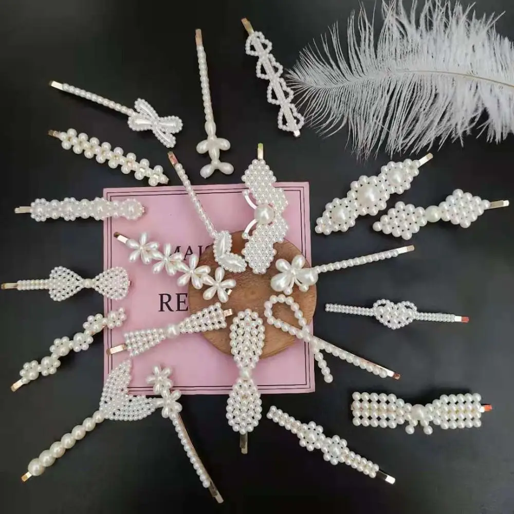 

18pcs/set Geometric Pearl Hairpin Set Side Clip Korean Style Alloy Hair Clips Headdress Hair Accessories Duckbill Clips Women