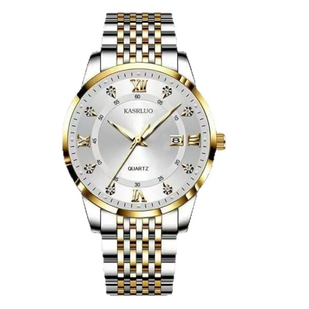 

Мужские часы, модные деловые часы, водонепроницаемые светящиеся автоматические кварцевые часы с календарем и двойным календарем