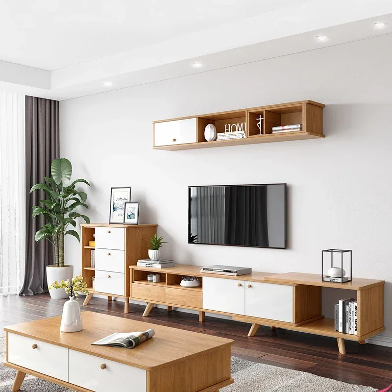 

Комплект мебели для гостиной: Тумба под ТВ и журнальный столик для небольшой квартиры, простой комод, настенный шкаф-тумба