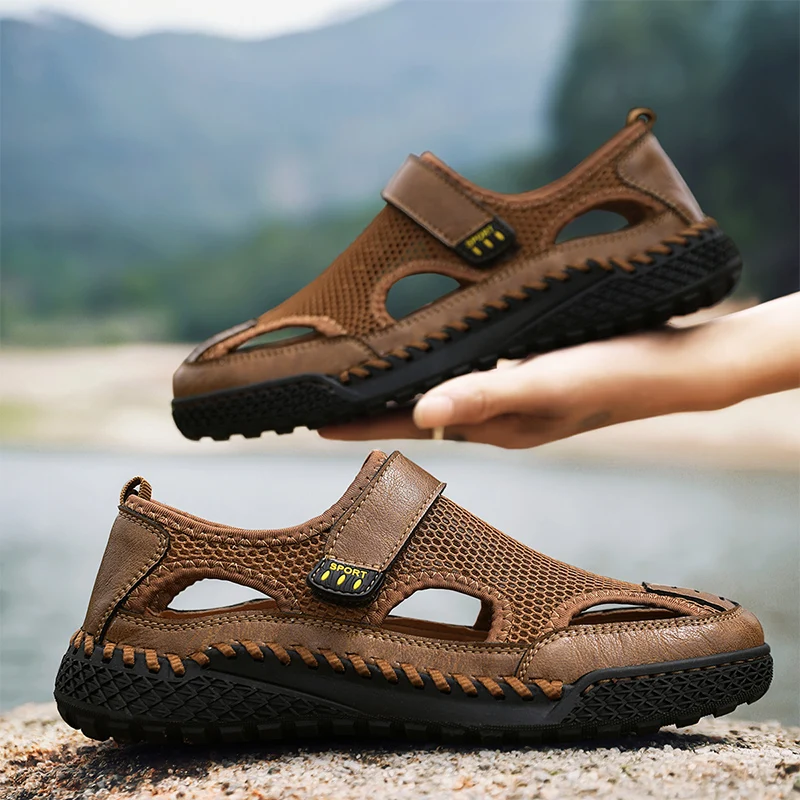

Men's breathable fashion versatile hollow casual sandals summer lightweight comfort non-slip outdoor sports walking beach shoes