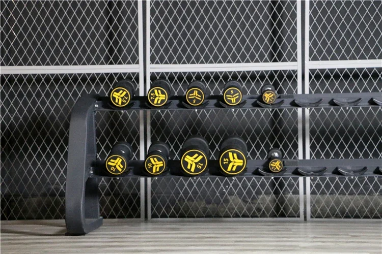 Hot sale high quality Dumbbell Rack Gym 2 tier storage dumbbell set rack for 10 paris round dumbbell