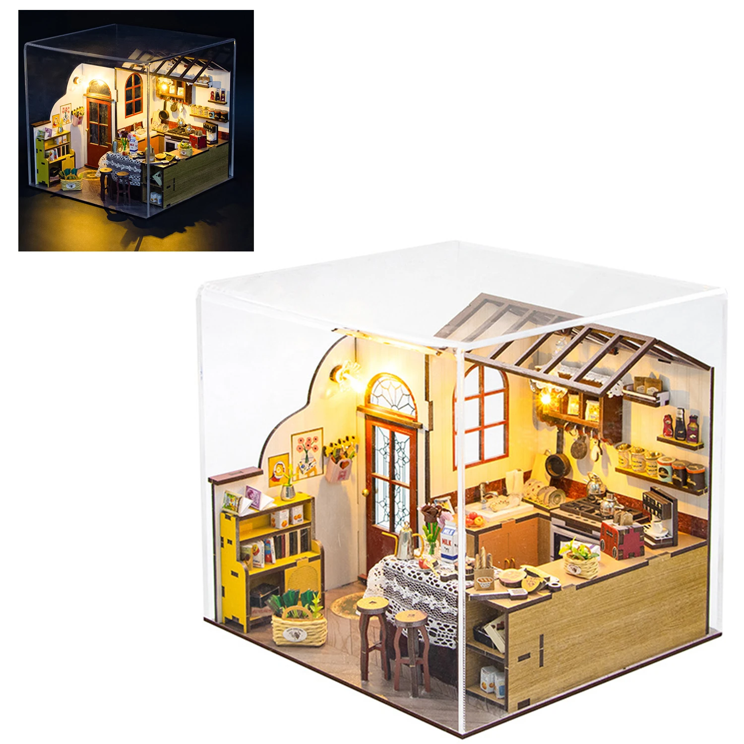 

Wooden Miniature Doll House 3D Puzzle Assembly Building Model Kit Small Room Toys Home With Furniture Birthday Gifts Dollhouse﻿