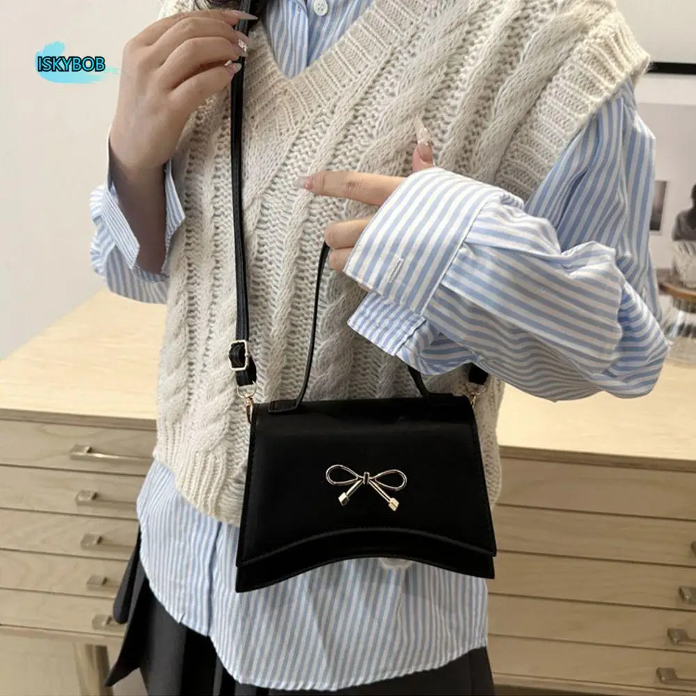 

Trendy New Design Y2k Bow Shoulder Bags PU Leather Sweet Bowknot Armpit Bag Solid Color Luxury Women Handbag Lady