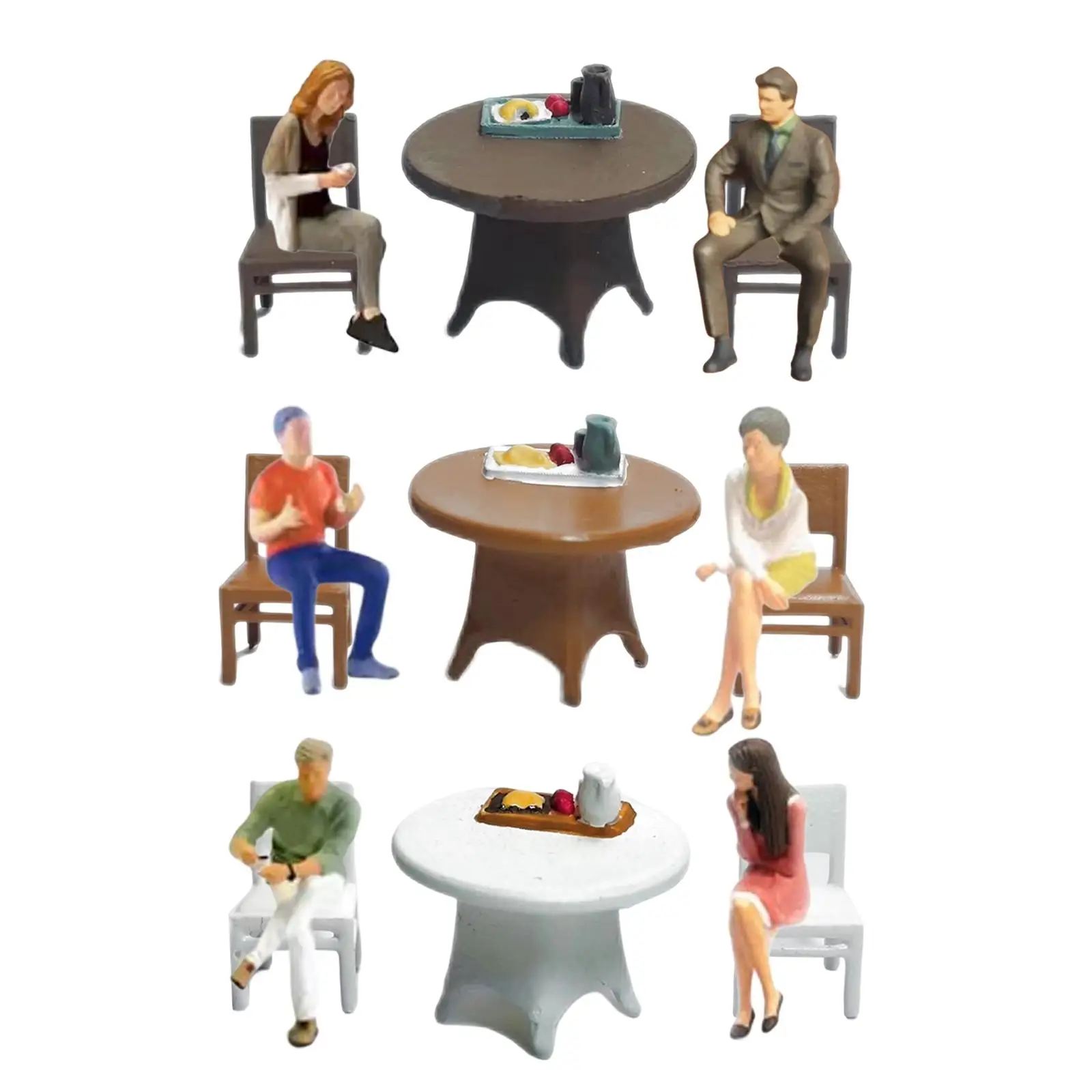 Resin 1/64 Couple Model Figure Dining Room Scenes Model Trains People Figures