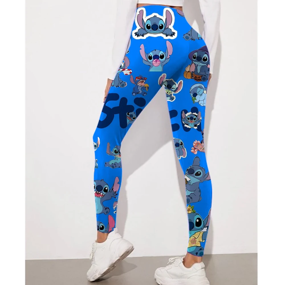 Disney Stitch Printed Yoga Sports Tights Women's Running Pants Sexy Hip Lifting Tights Push Up Pants Gym