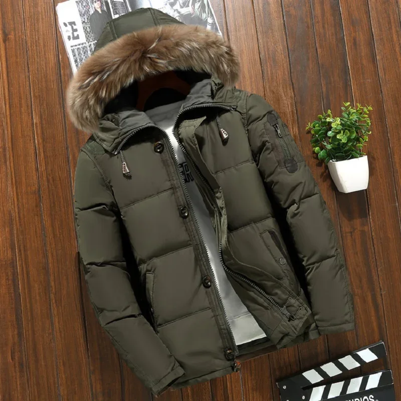 Brand Winter Jacket Men White Duck Down Parkas Jacket Men\'s Thick Warm Snow Parka Jacket Overcoat Windbreaker Hooded Warm Parkas