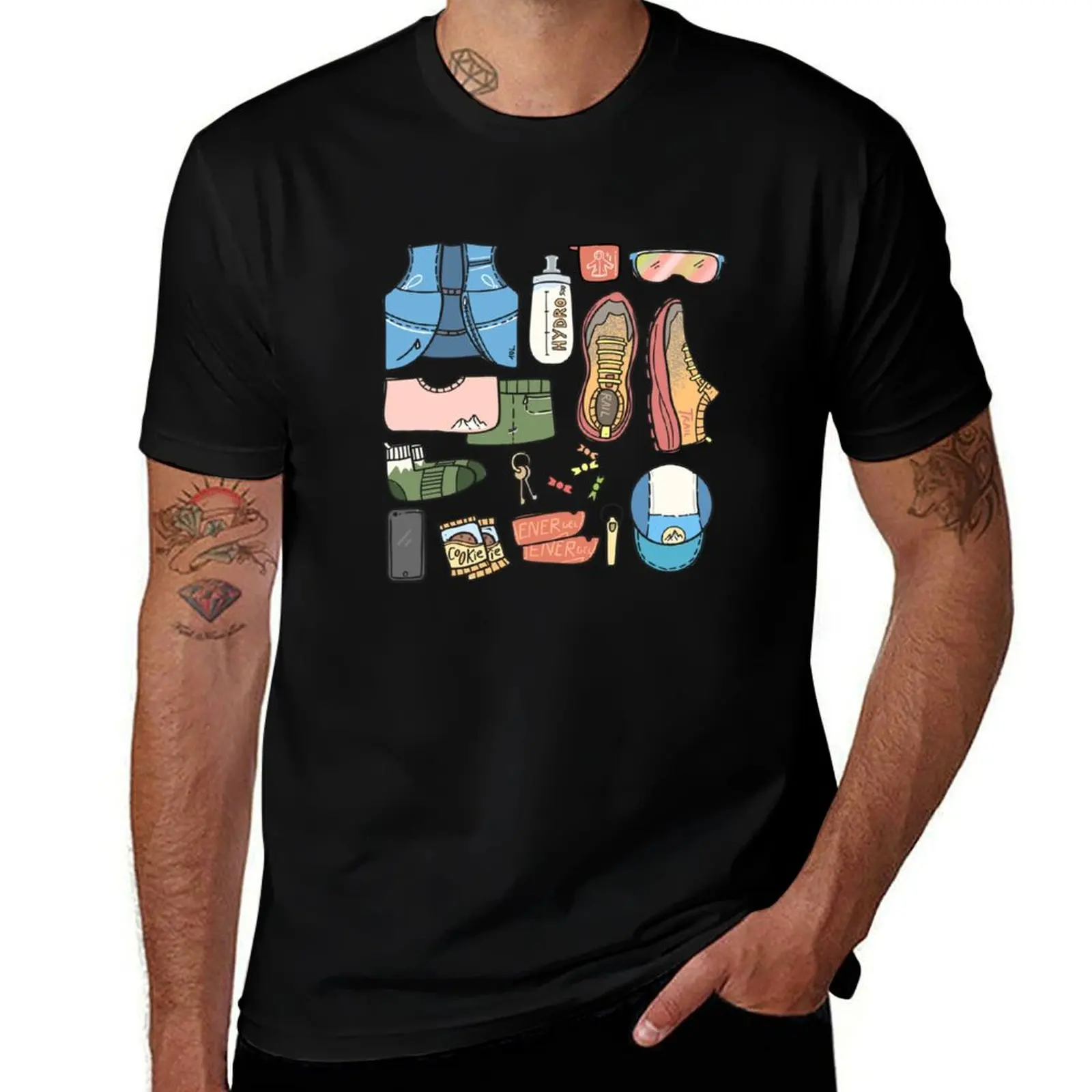 

Ready to Go: Ultimate Trail Running Essentials T-Shirt Big Size Short Sleeve Tee for Men
