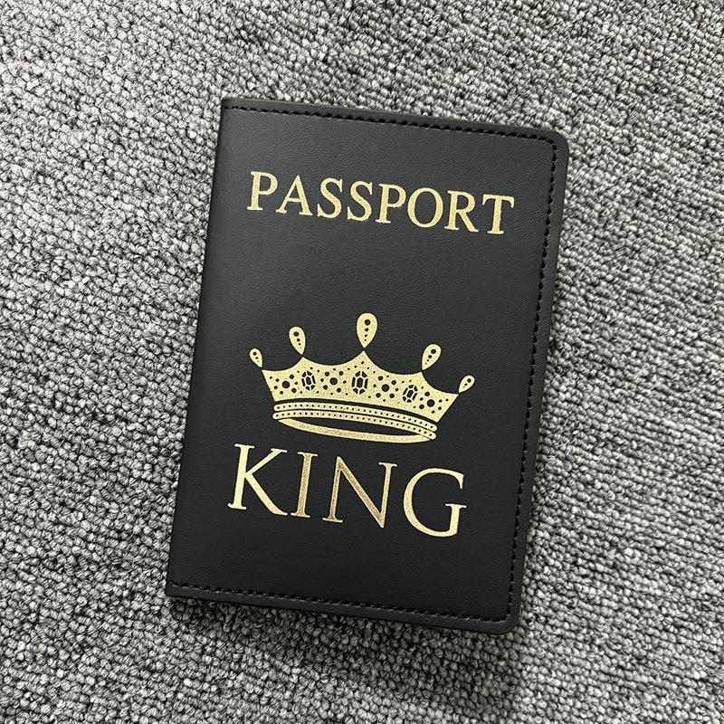 Queen and King Passport Cover for Couples Travel Passport Case PU Leather Pink Cute Passport Wallet Purse