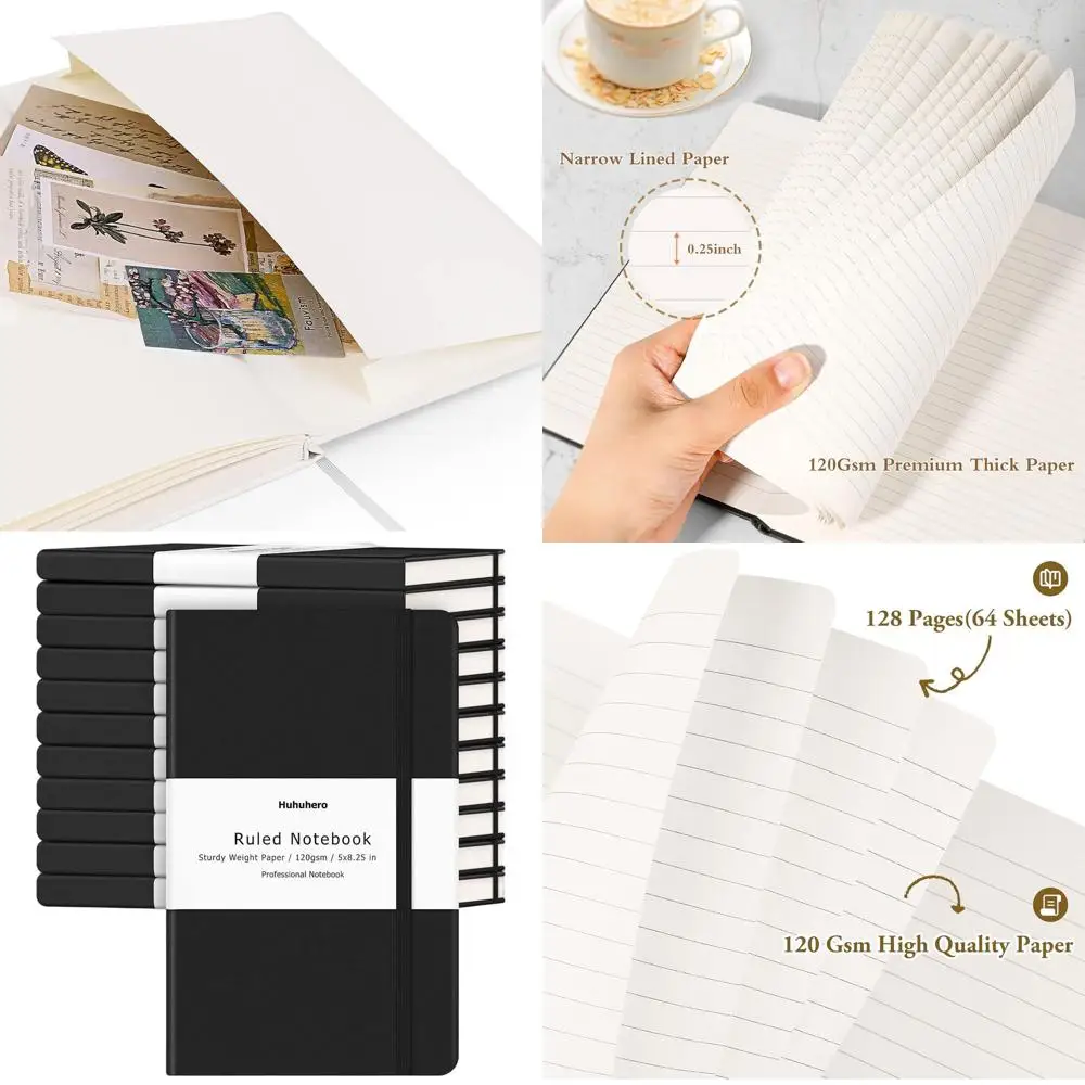 

5x8.25 Inch Premium Lined Journal with Thick Paper, Black Hardcover for Writing and Note-Taking at Home, School, or Office