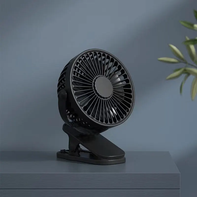 Kipas angin Desktop USB portabel, klip kipas angin Mini 5000/10000mAh dapat diisi ulang, rotasi 720 derajat, 5 kecepatan dapat disesuaikan