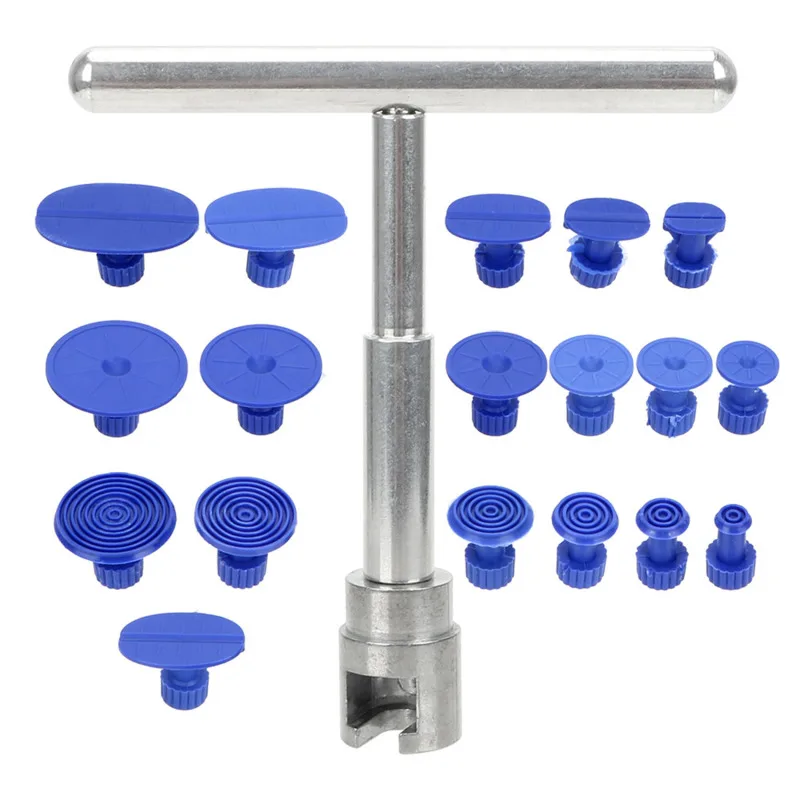 19pcs/set Universal Car Dent Puller Plastic Suction Cup For Pulling Vehicle Remove Dents Tabs Sheet Metal Repair Tool Kit Hammer